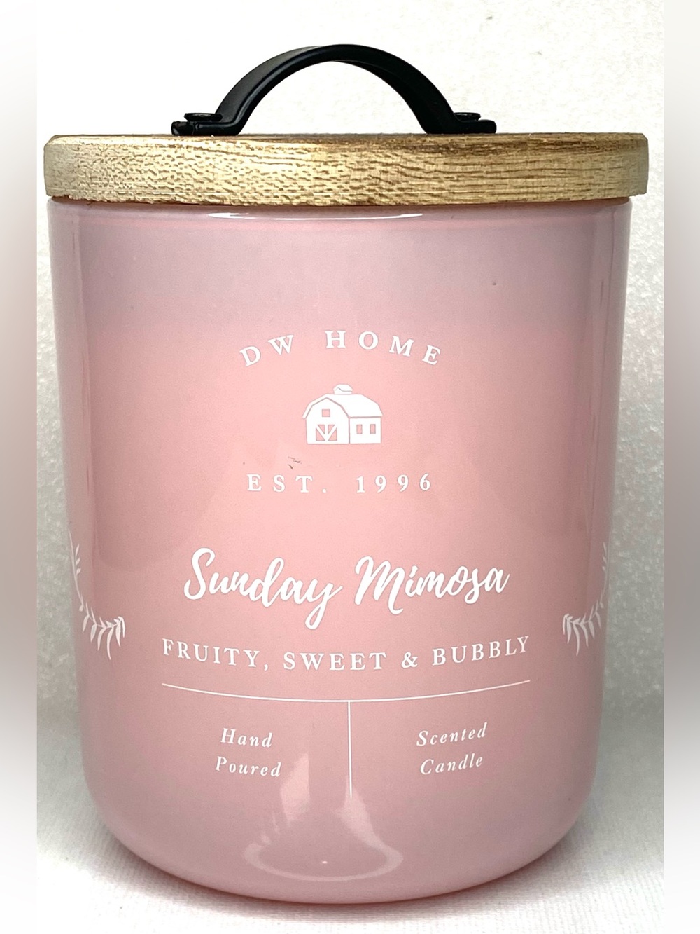 DW Home Pink Sunday Mimosa Scented Jar Candle with Wood-Look Lid